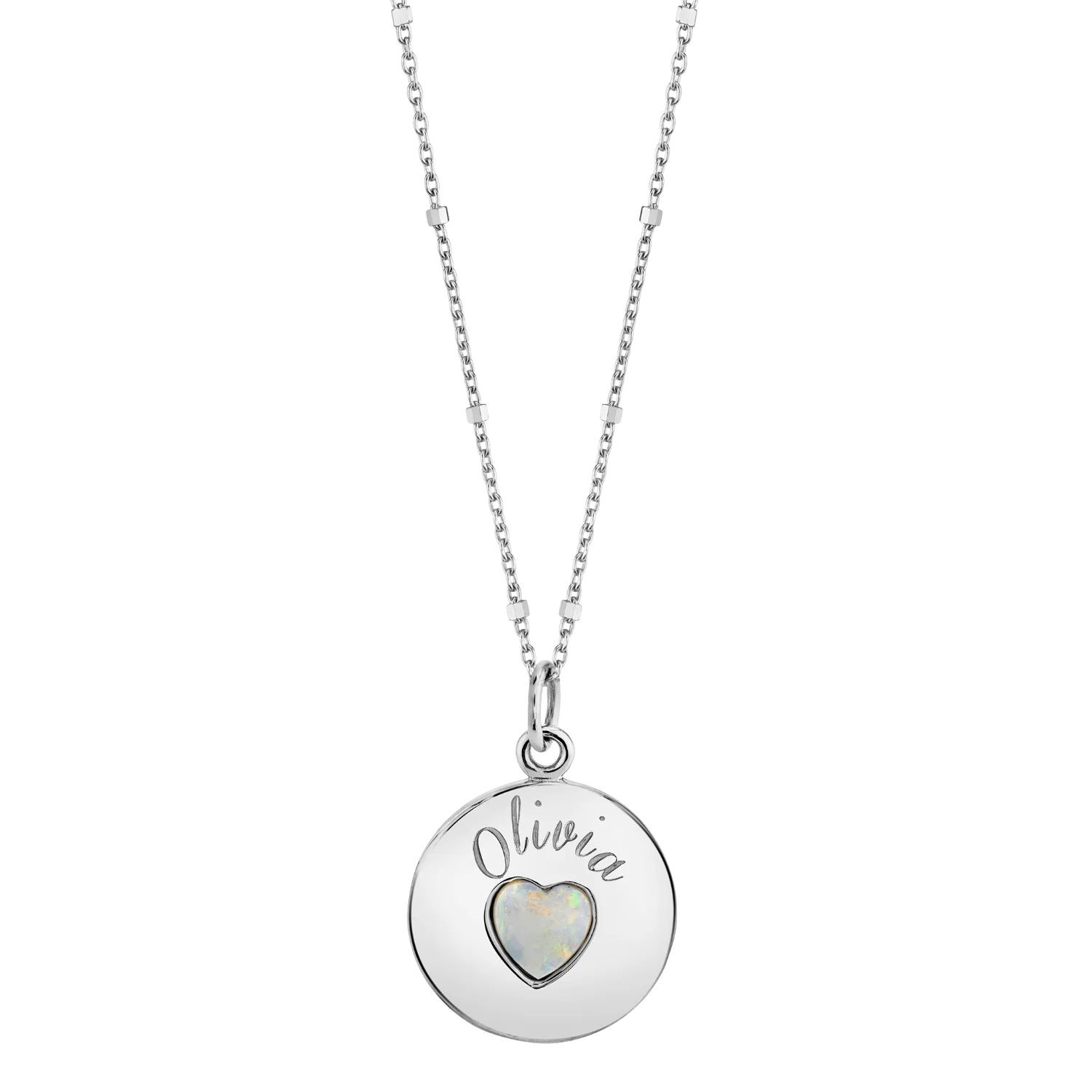 Grand Opal Heart Name Medallion