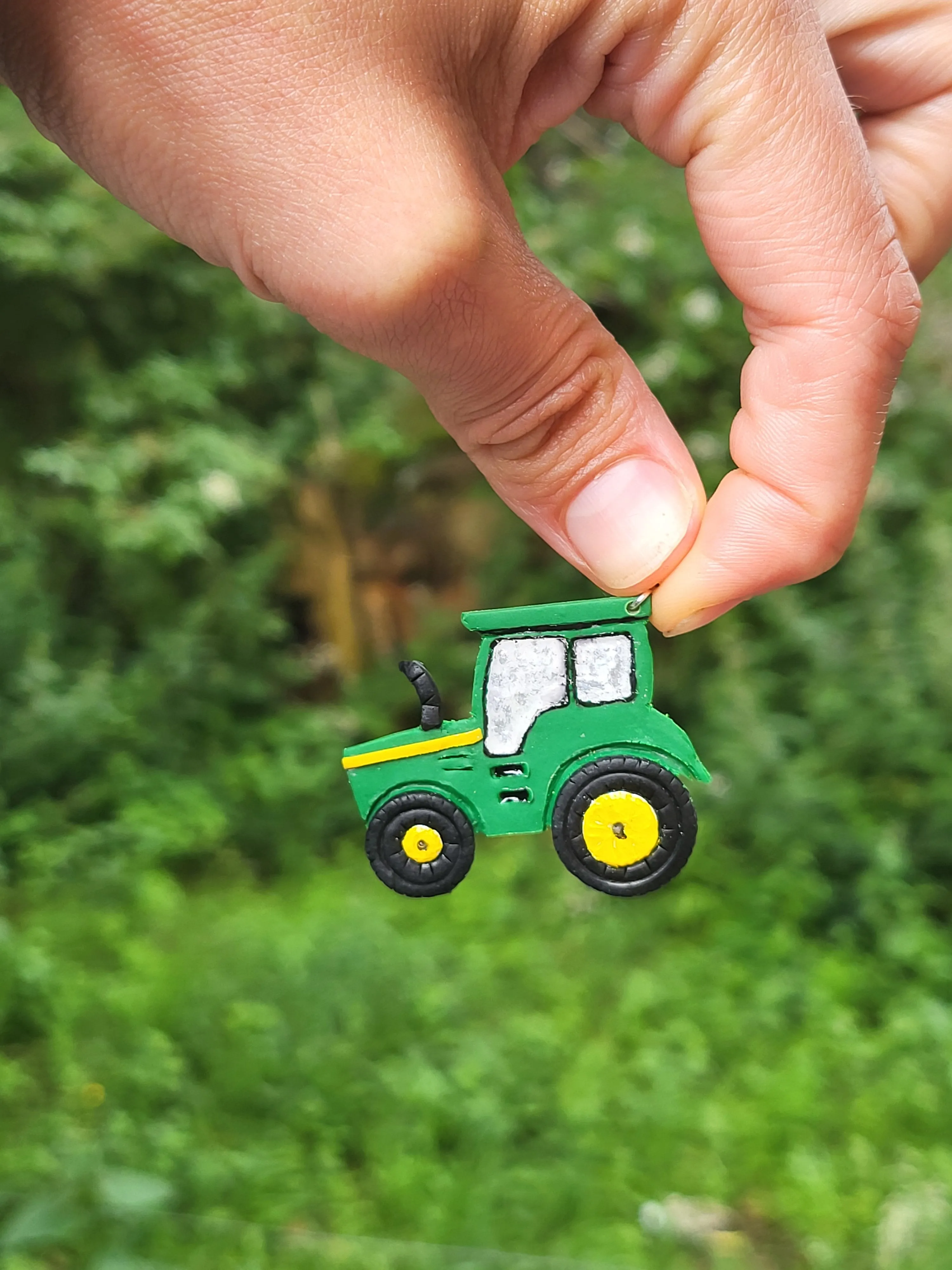 Green Tractor Earrings