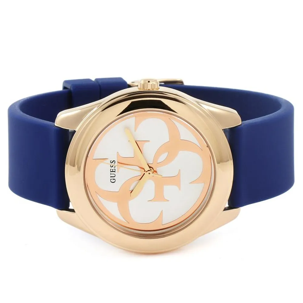 Guess Twist White Dial Blue Silicone Strap Ladies Watch W0911L6
