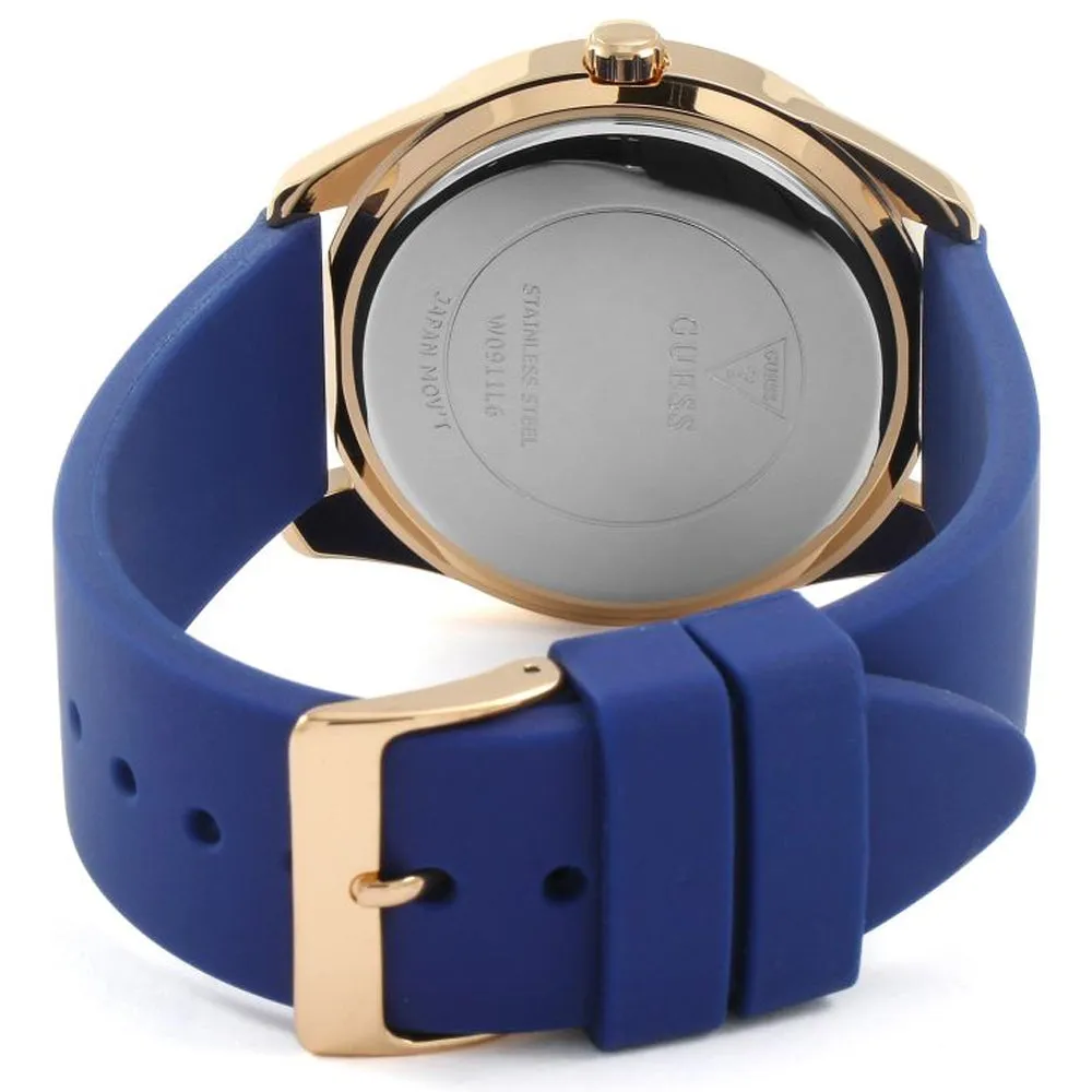 Guess Twist White Dial Blue Silicone Strap Ladies Watch W0911L6