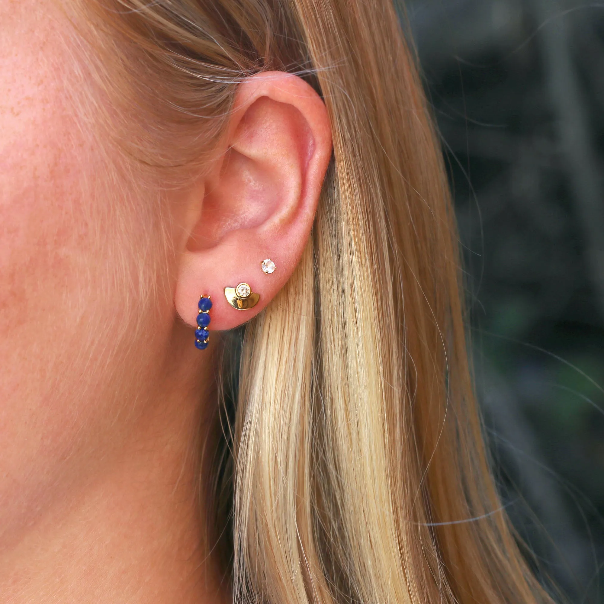 Half Moon Crystal Stud Earrings