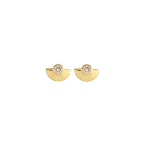 Half Moon Crystal Stud Earrings