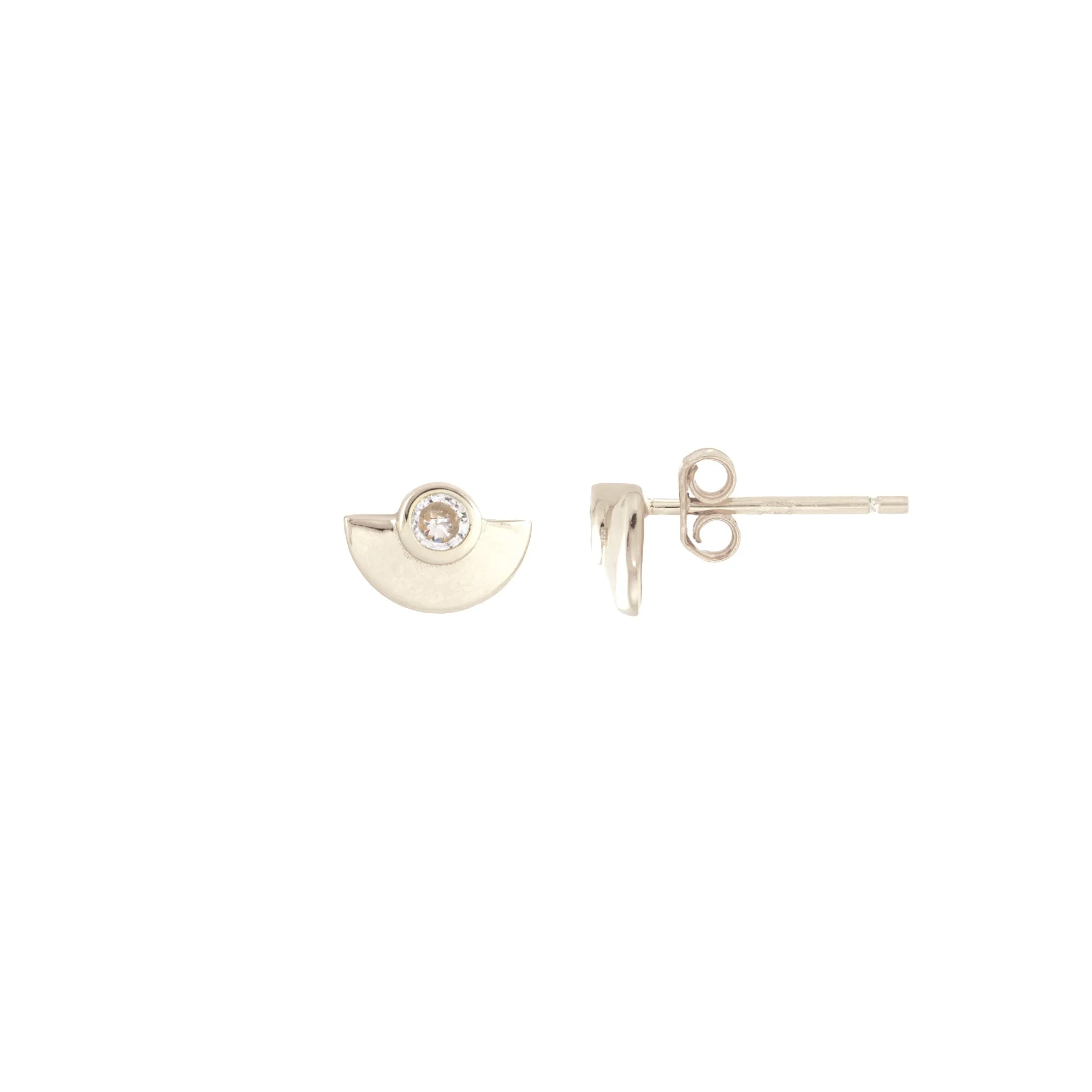 Half Moon Crystal Stud Earrings