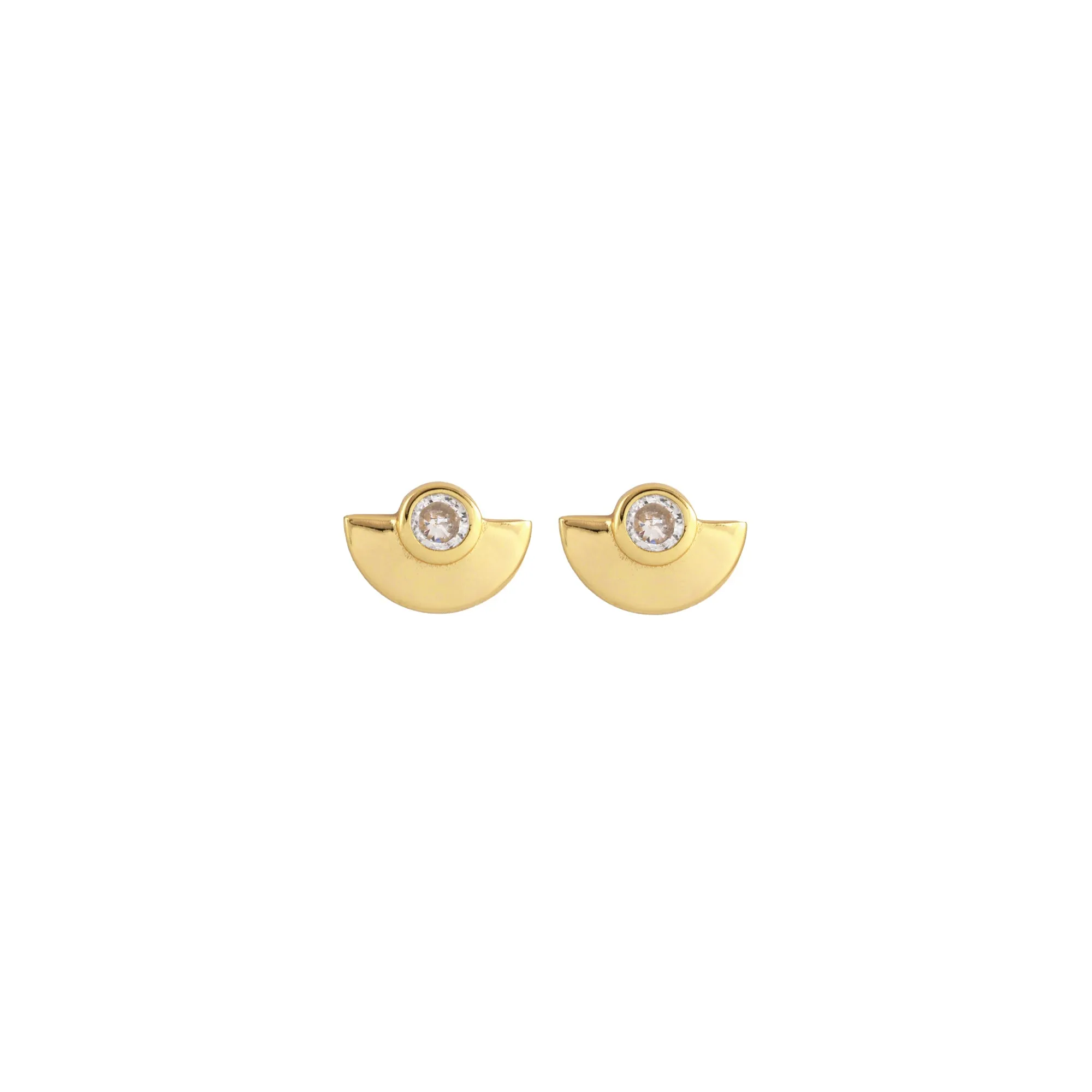 Half Moon Crystal Stud Earrings