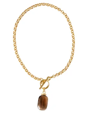 Handmade Smokey Topaz Pendant Toggle Chain Necklace