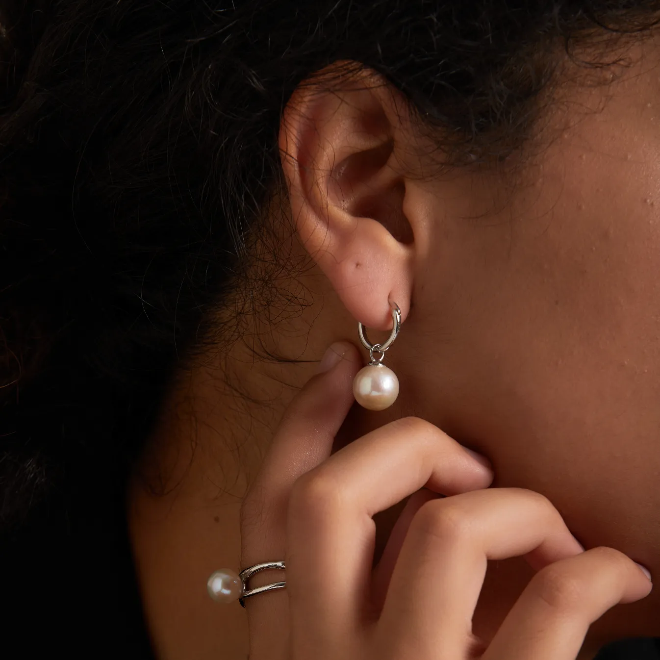 Hoop Pearl Drop Earring
