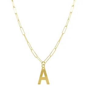Initial Necklace Paper Clip Chain silver gold