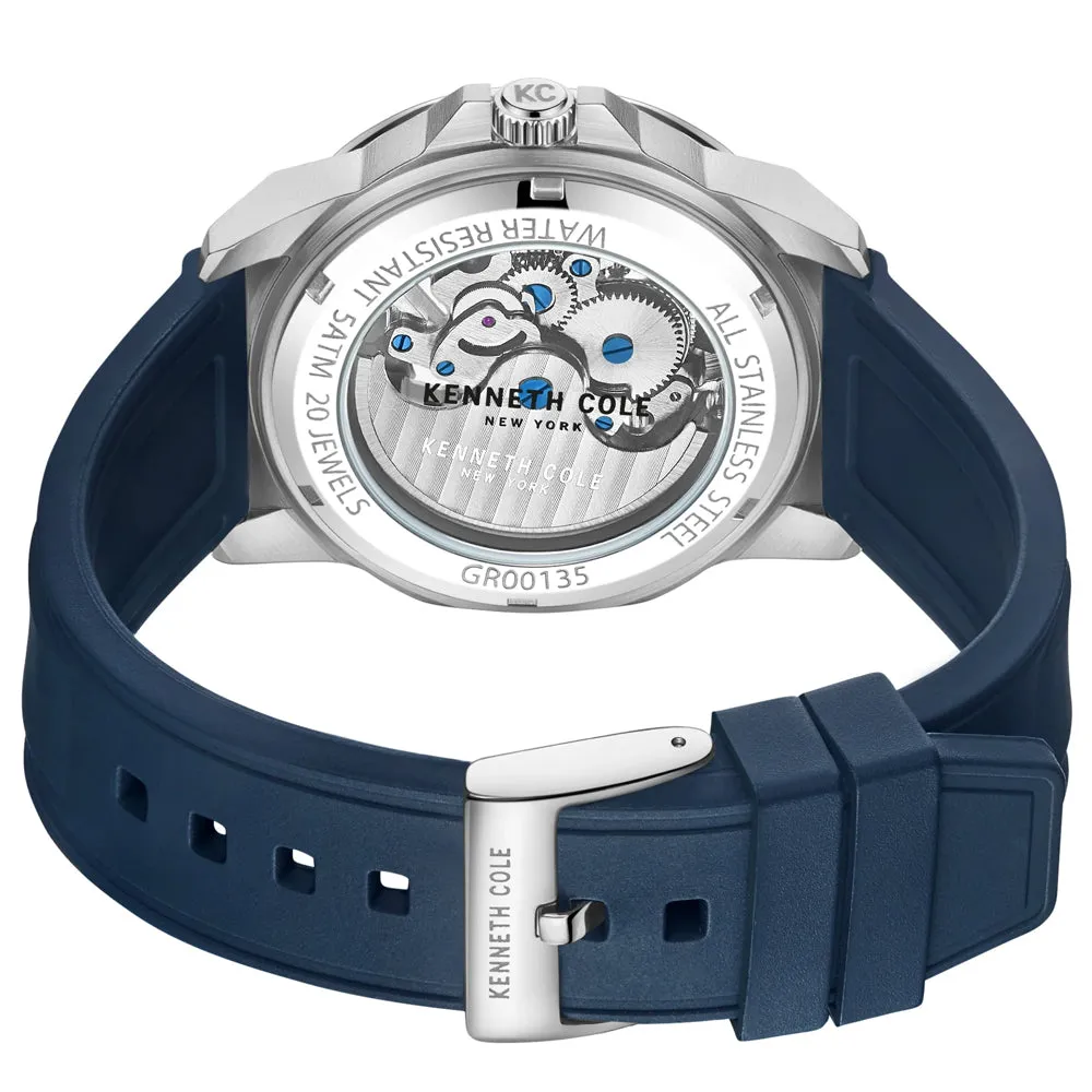 Kenneth Cole Automatic Blue Silicone Strap Mens Watch KCWGR0013502