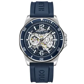 Kenneth Cole Automatic Blue Silicone Strap Mens Watch KCWGR0013502