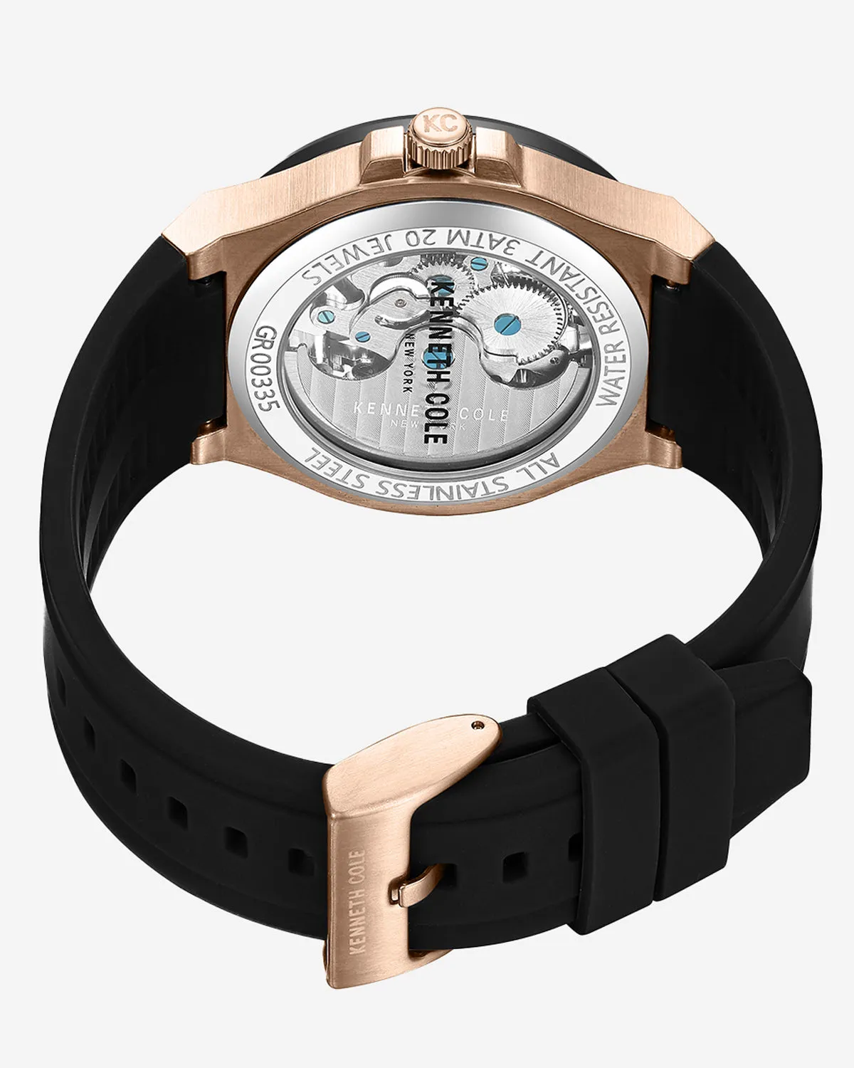 Kenneth Cole New York Automatic Two-Tone Stainless Steel Watch with Black Leather Strap