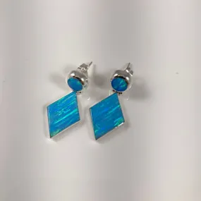Lab Opal & Sterling Silver Inlaid Earrings