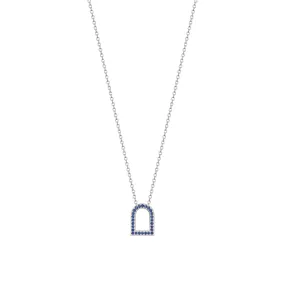 L'Arc Voyage Charm MM, 18k White Gold with Galerie Blue Sapphires on Chain Necklace