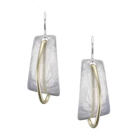 Marjorie Baer Silver Rectangle Within Gold Hoop