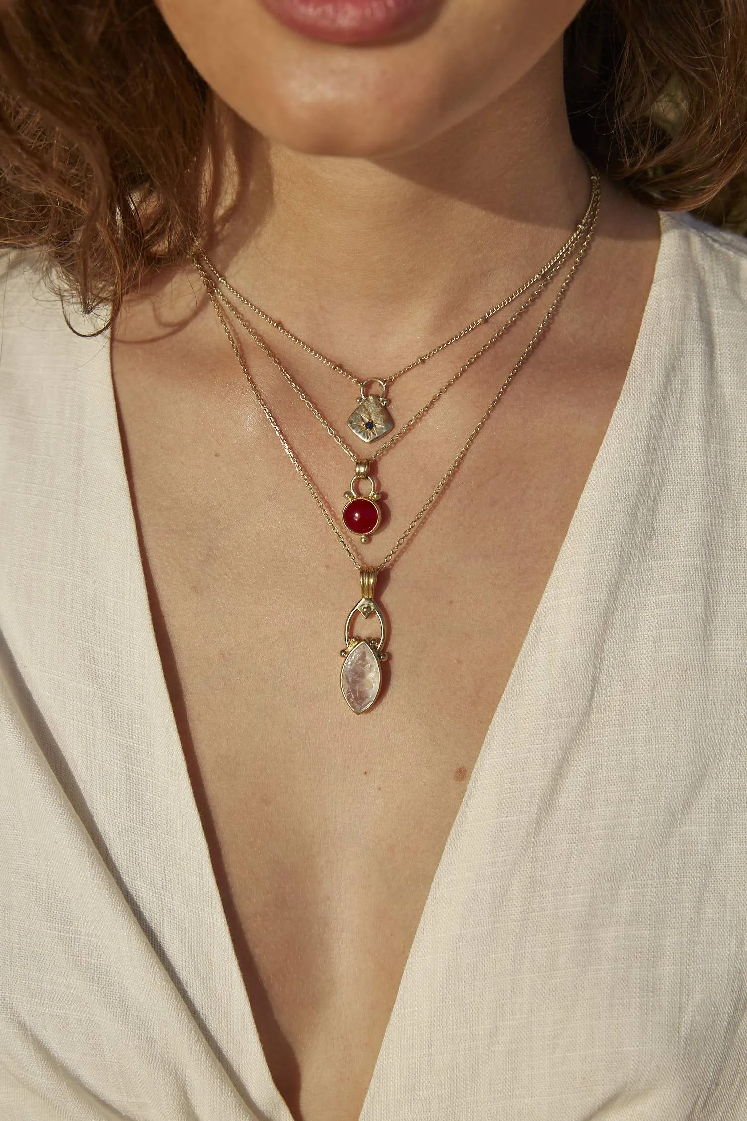 Marquise Moonstone Silver Necklace