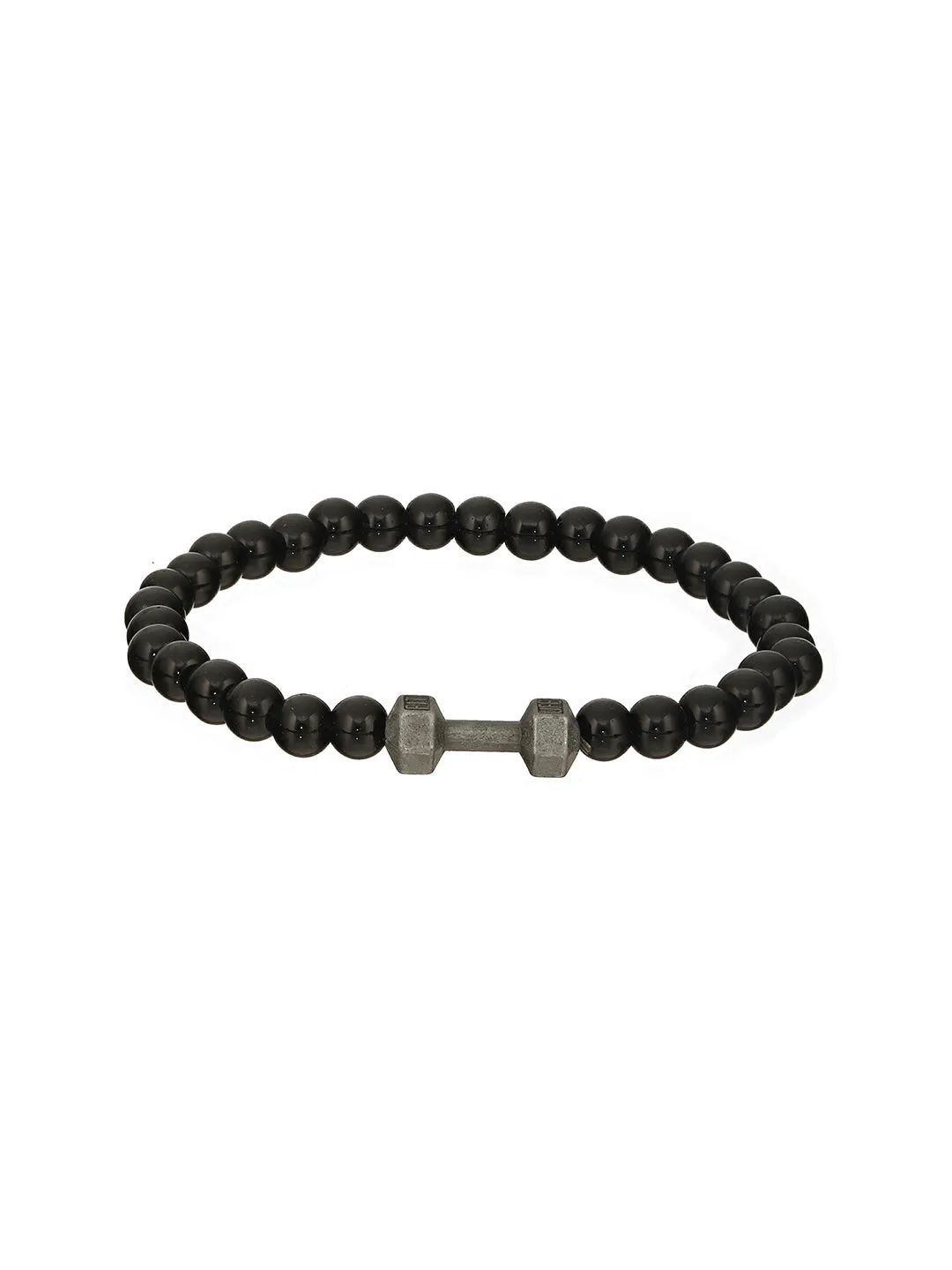 Men Pack Of 4 Black & Brown Beads Elasticated Bracelet