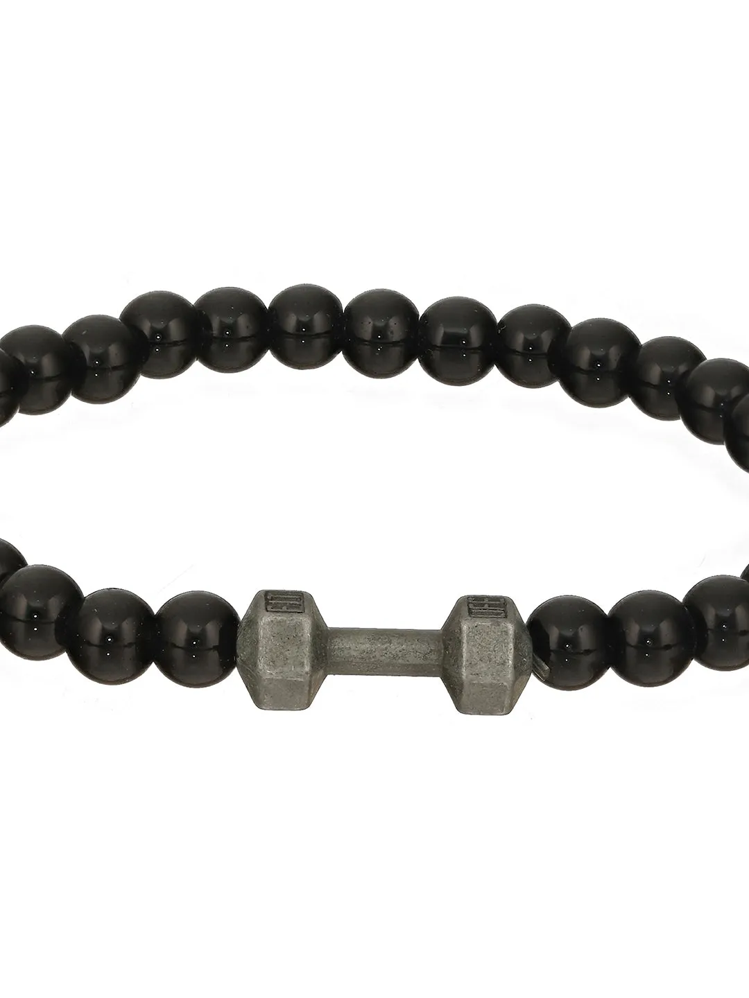 Men Pack Of 4 Black & Brown Beads Elasticated Bracelet