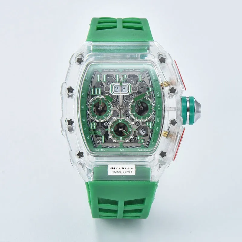Men's Luxury Best Sports Watch Transparent Case Chronograph New Gift Watches |