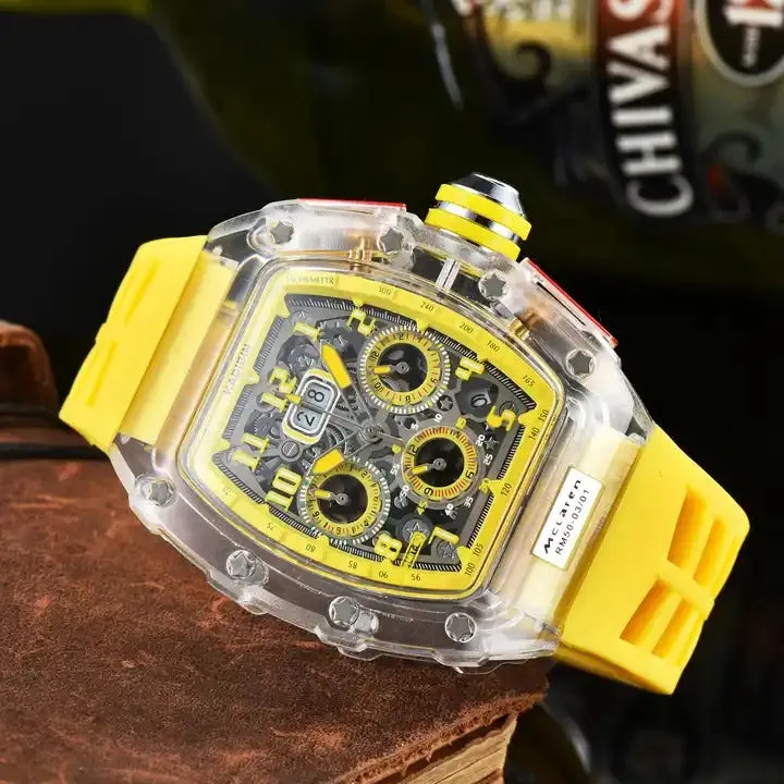 Men's Luxury Best Sports Watch Transparent Case Chronograph New Gift Watches |