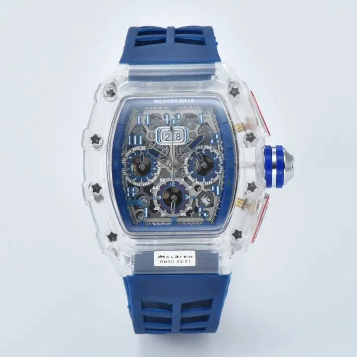 Men's Luxury Best Sports Watch Transparent Case Chronograph New Gift Watches |