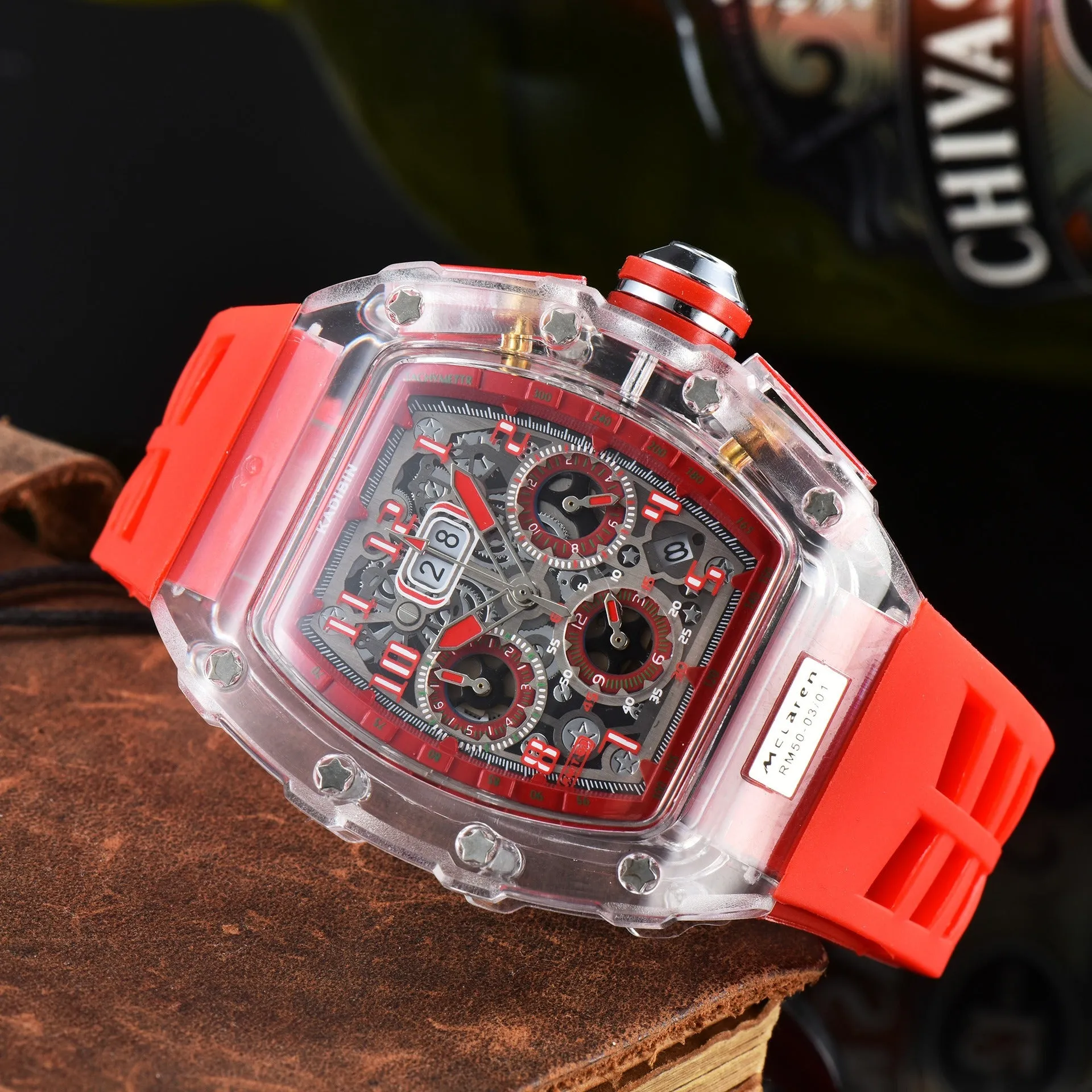 Men's Luxury Best Sports Watch Transparent Case Chronograph New Gift Watches |