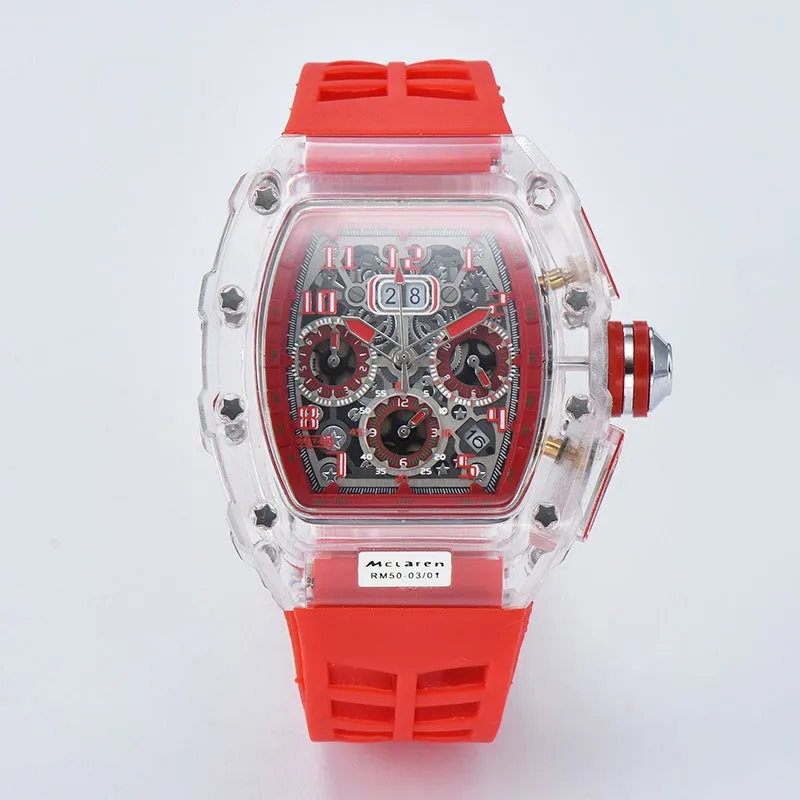 Men's Luxury Best Sports Watch Transparent Case Chronograph New Gift Watches |