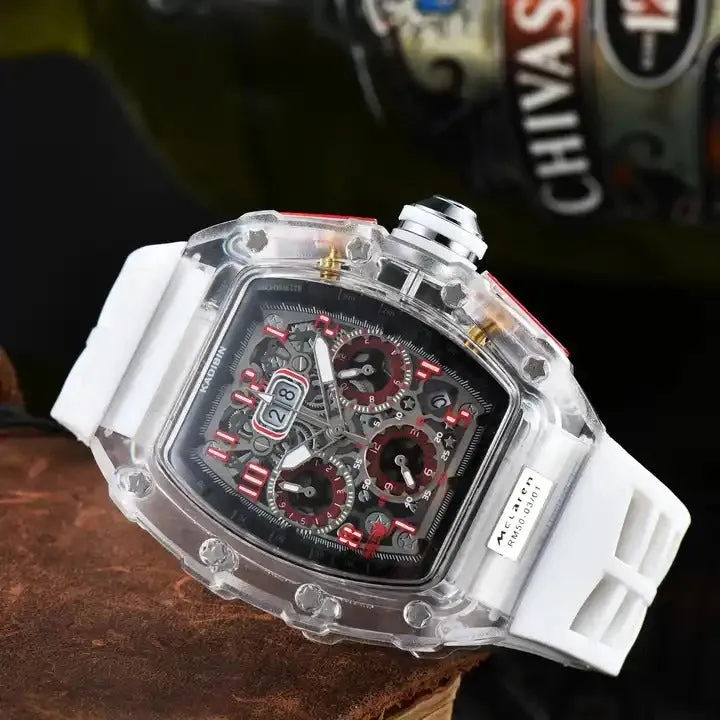 Men's Luxury Best Sports Watch Transparent Case Chronograph New Gift Watches |