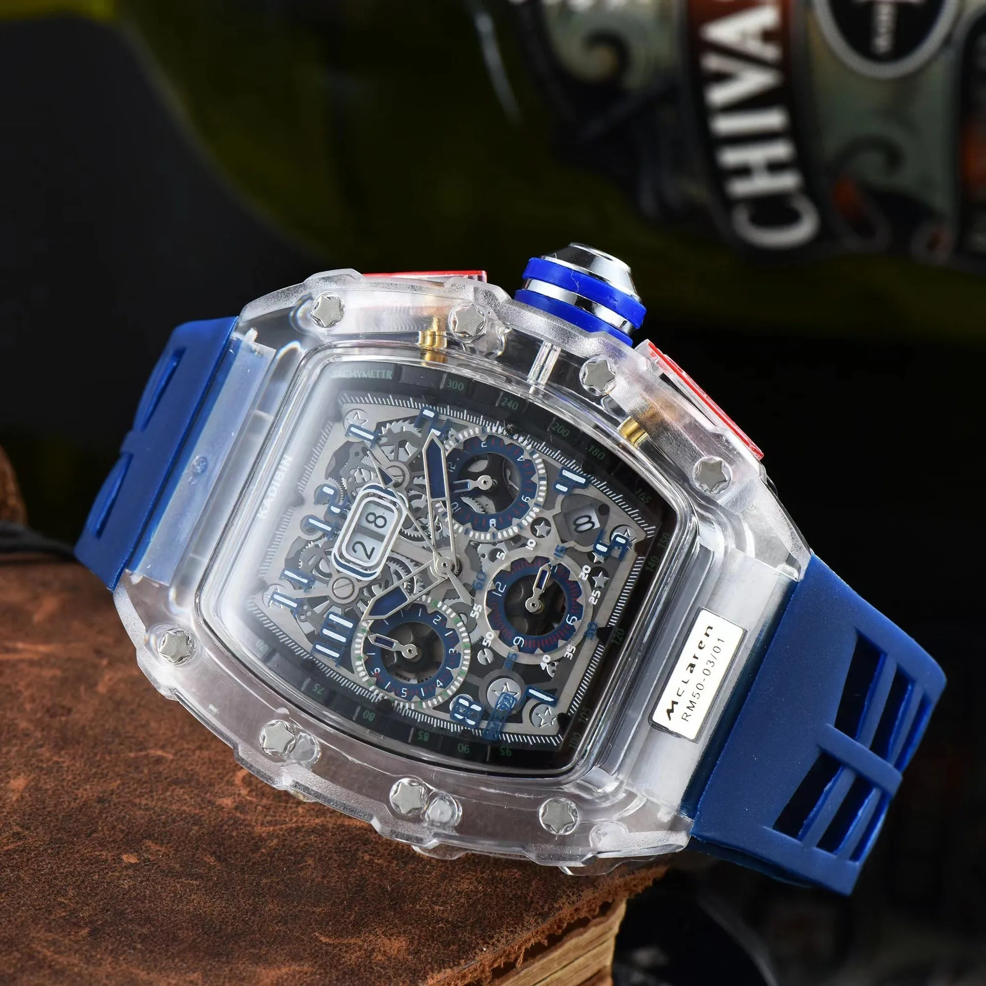 Men's Luxury Best Sports Watch Transparent Case Chronograph New Gift Watches |