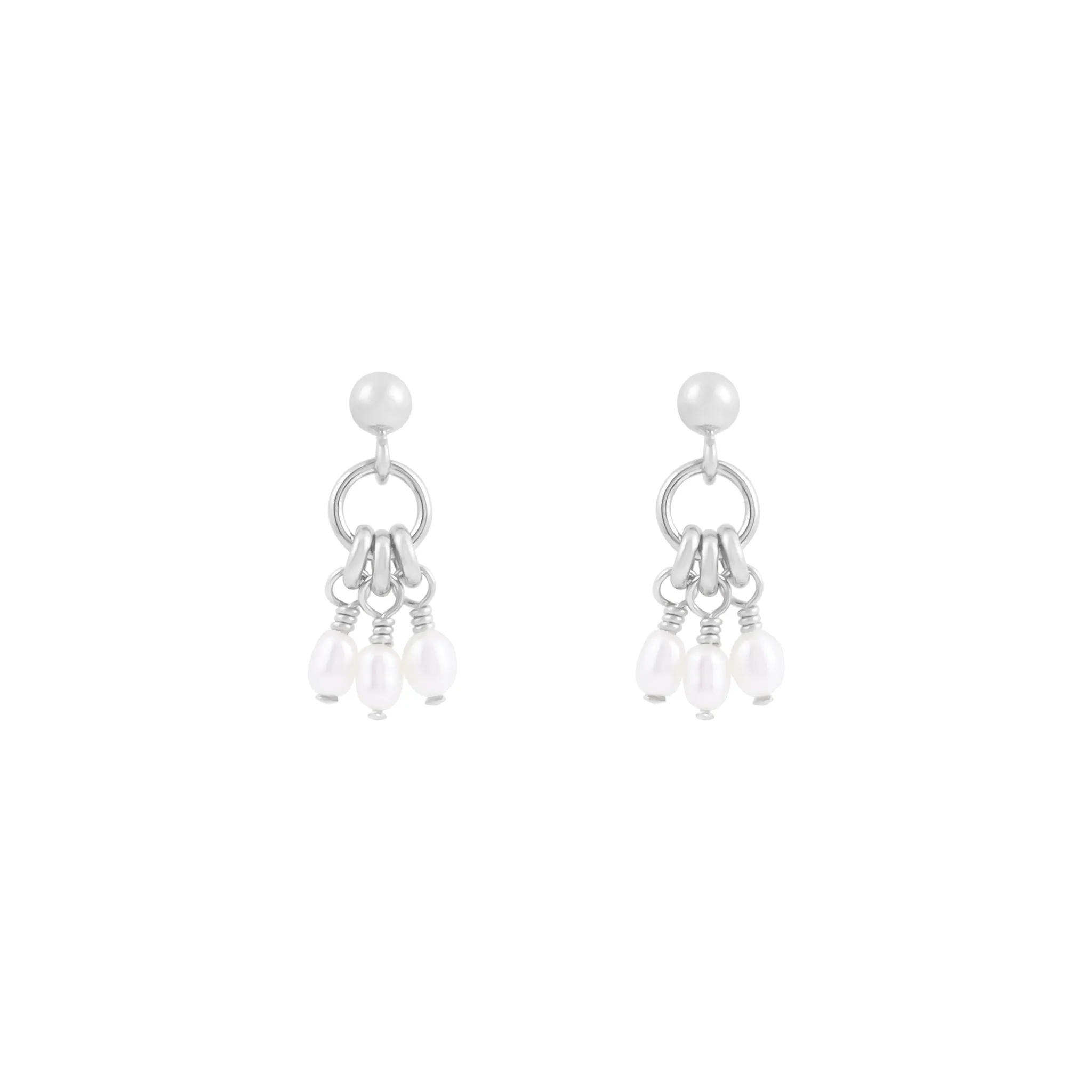 Mila Freshwater Pearl Earrings - Silver