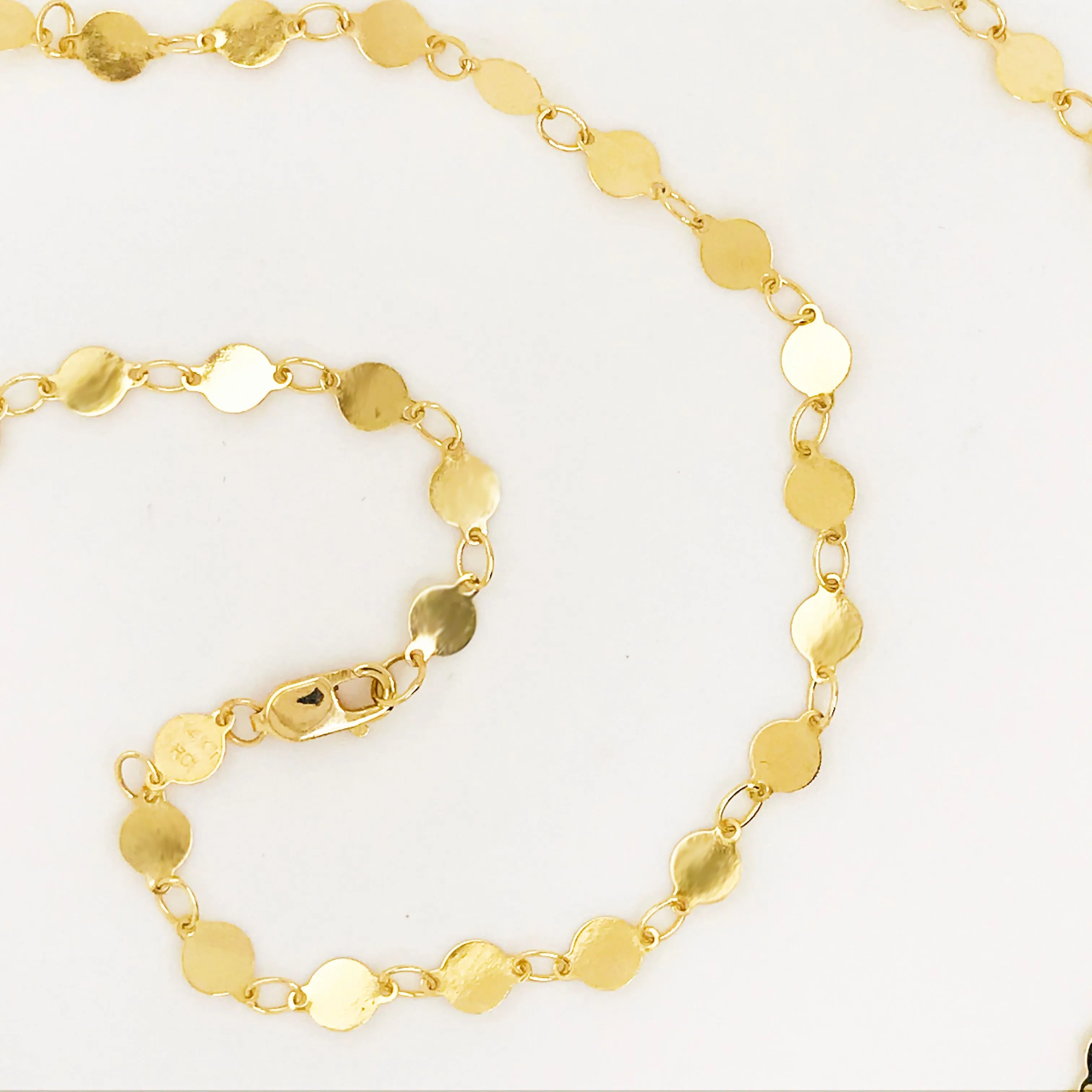 Mirror Link Chain Necklace 14K Gold