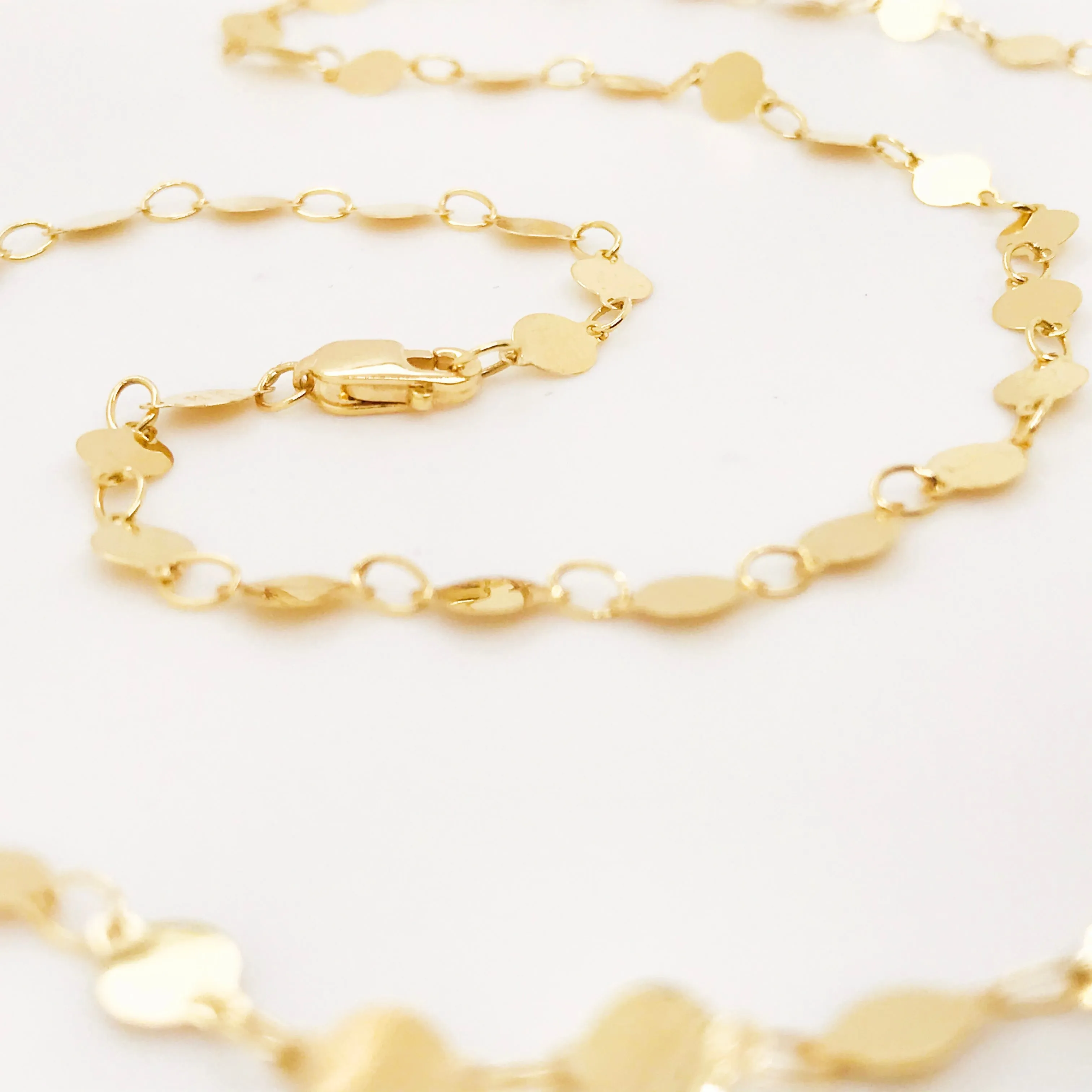 Mirror Link Chain Necklace 14K Gold