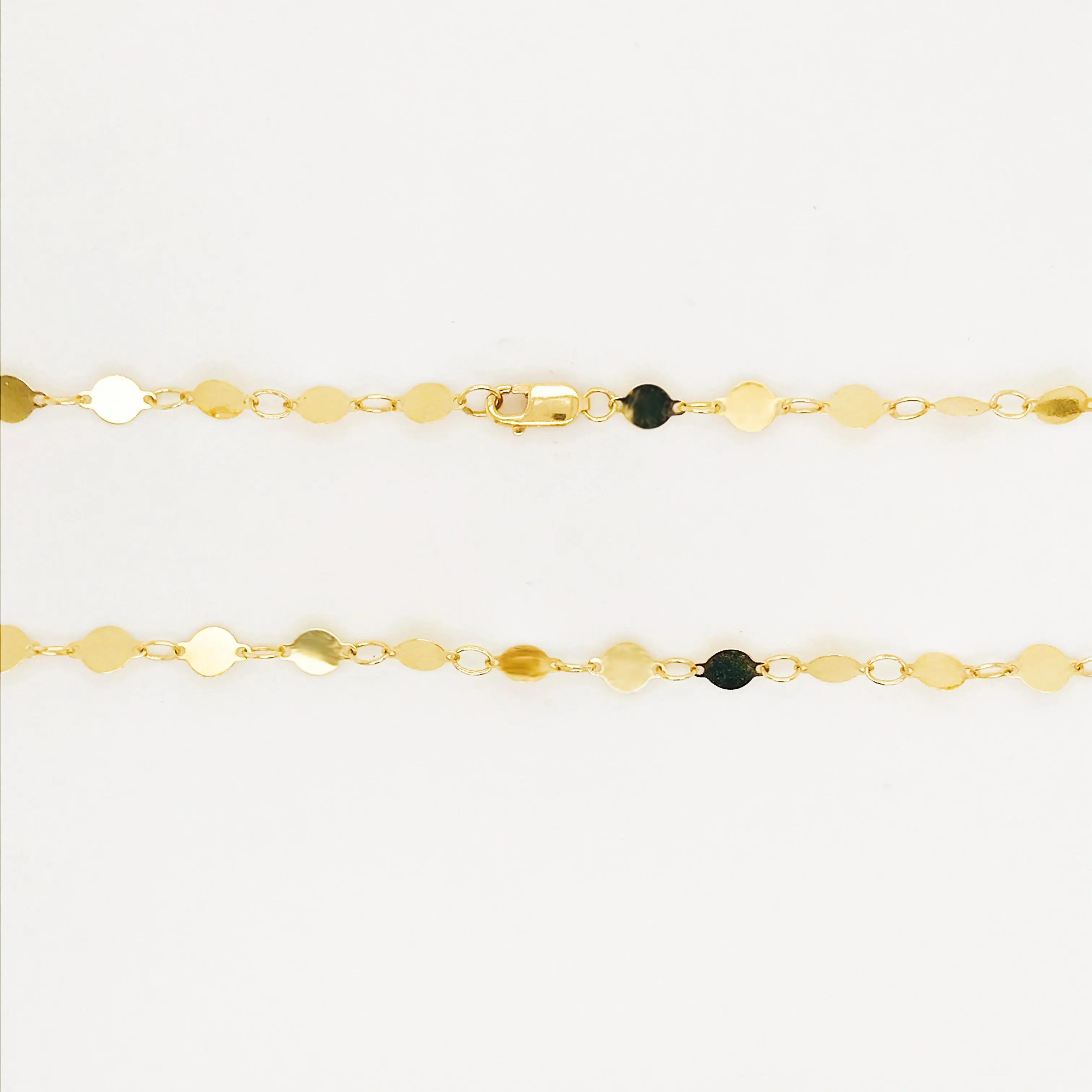 Mirror Link Chain Necklace 14K Gold