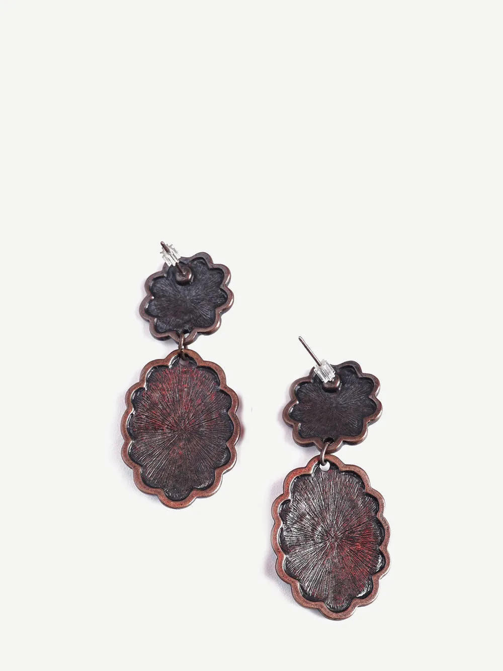 Montana West Copper Oval Floral Concho Dangling Earrings