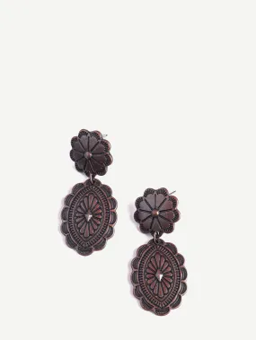 Montana West Copper Oval Floral Concho Dangling Earrings