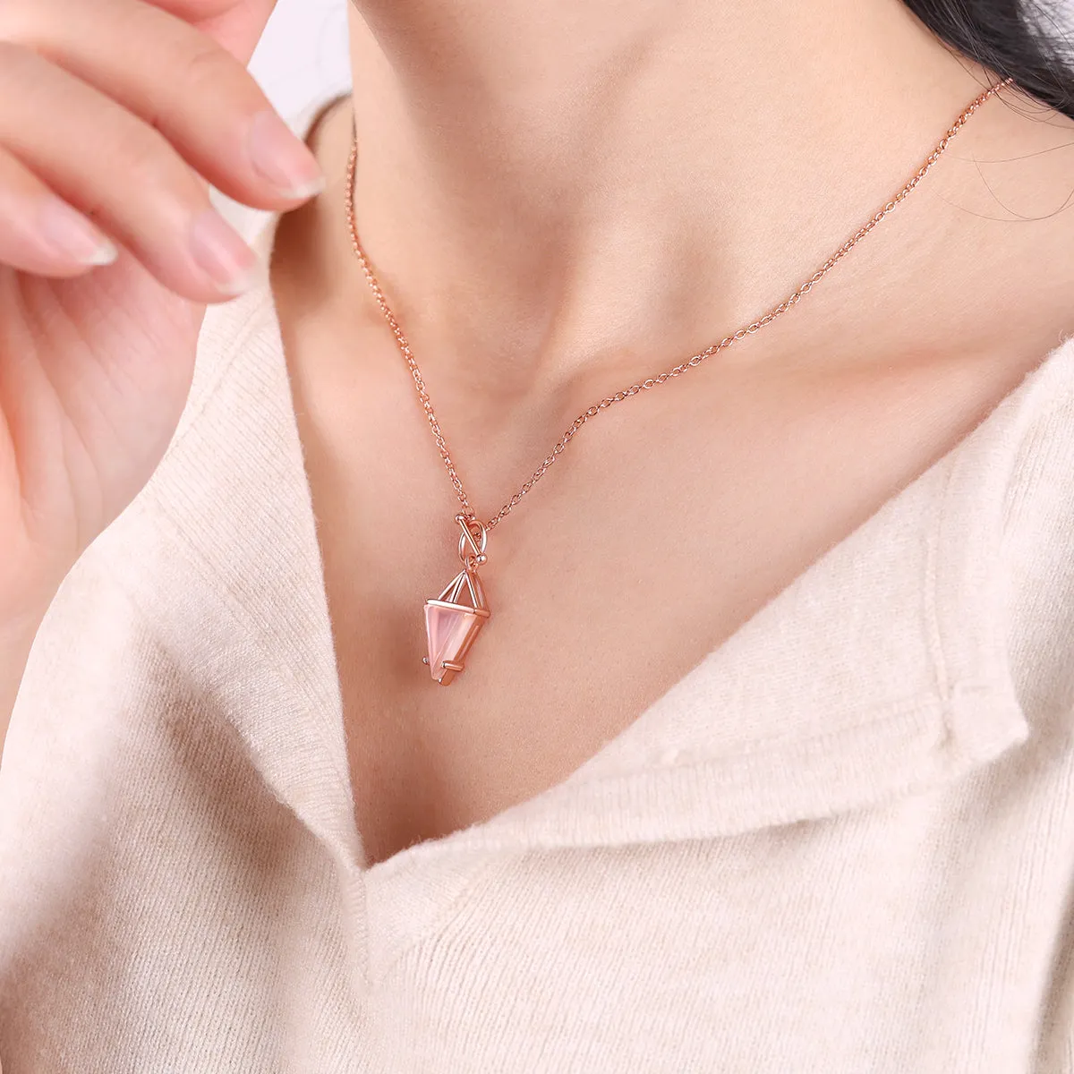 Moonstone Power Pendant T-Lock Necklace