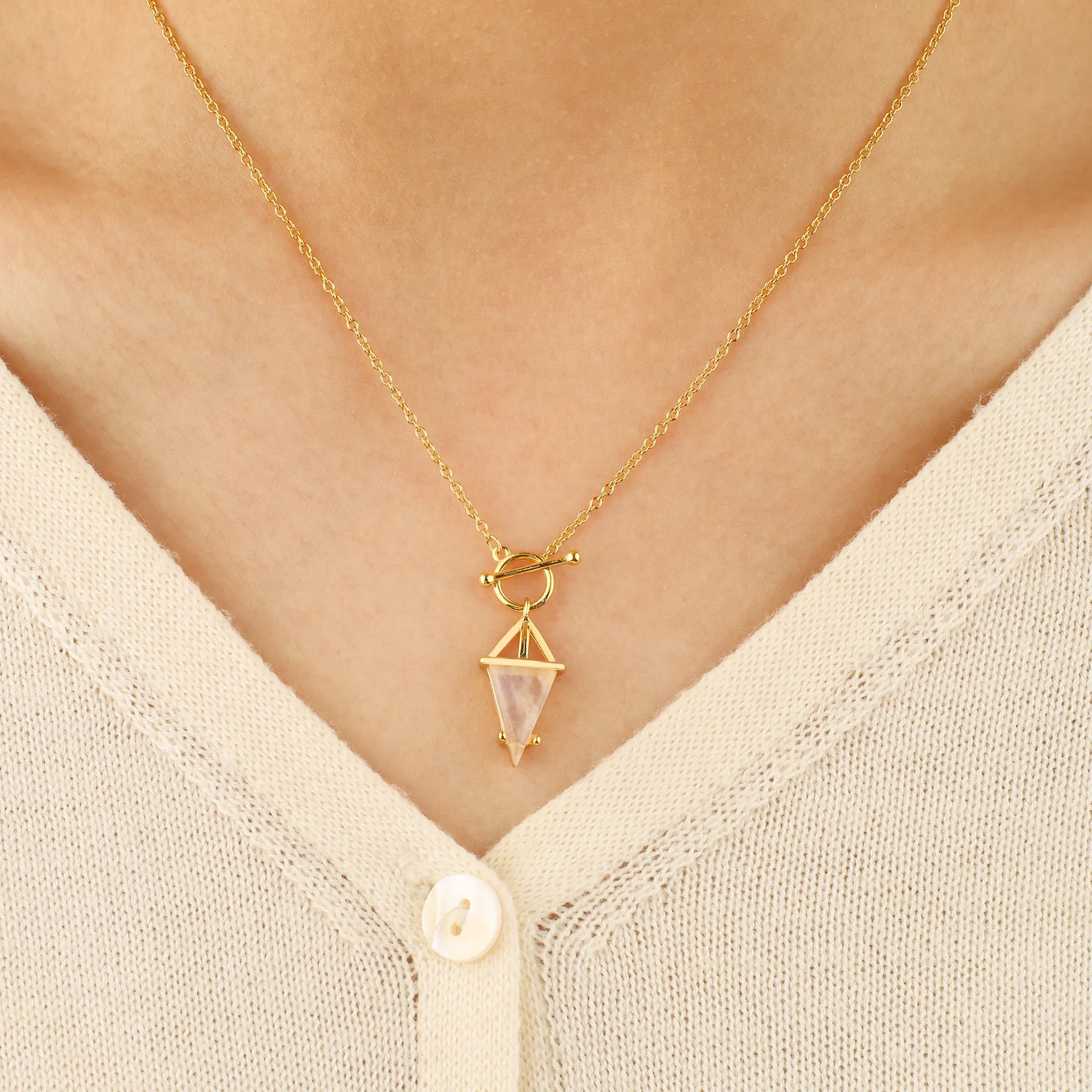 Moonstone Power Pendant T-Lock Necklace