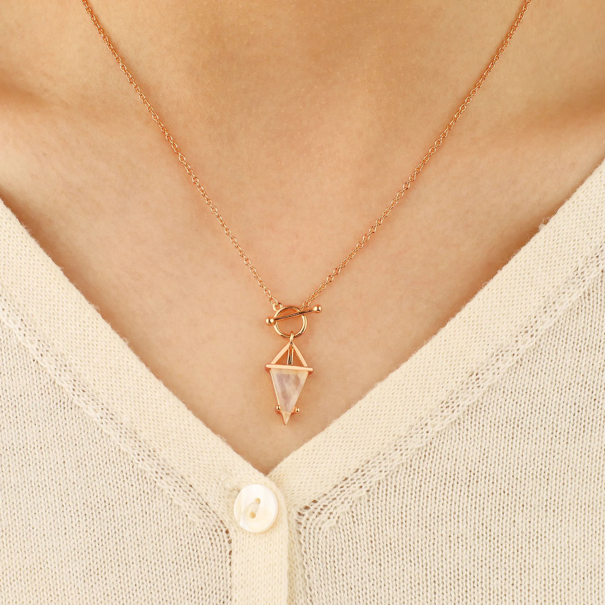 Moonstone Power Pendant T-Lock Necklace
