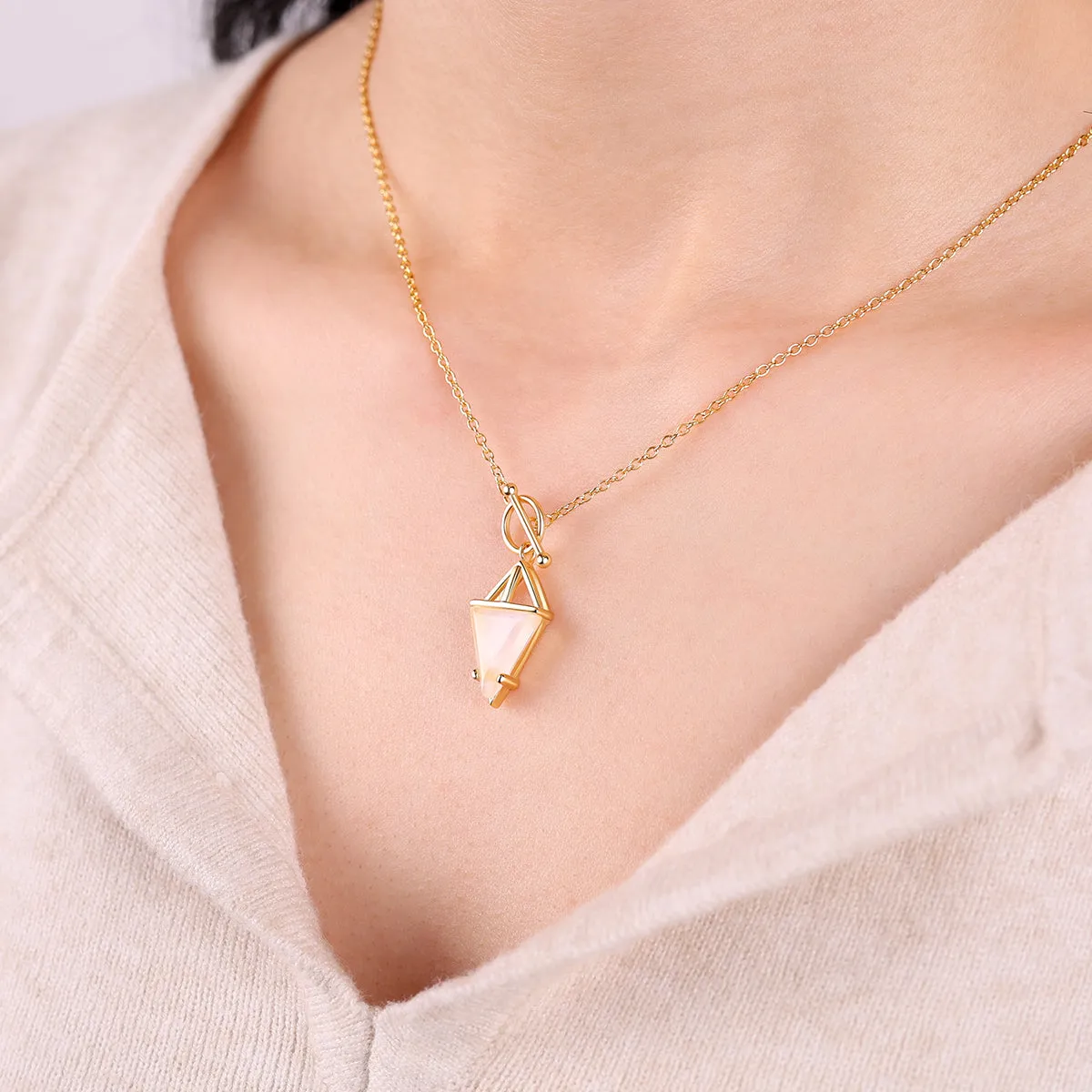 Moonstone Power Pendant T-Lock Necklace