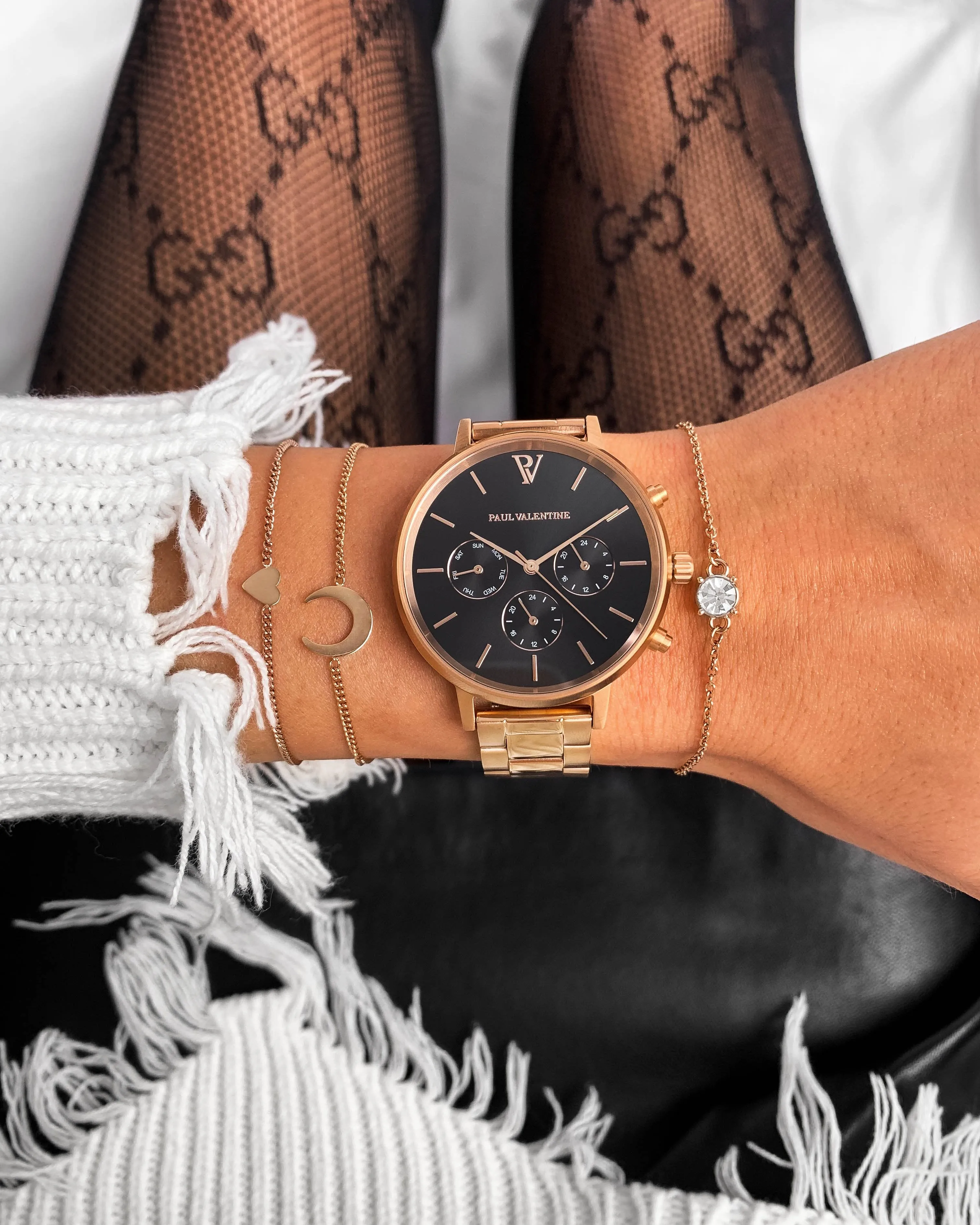 Multifunctional Rose Gold Black Link