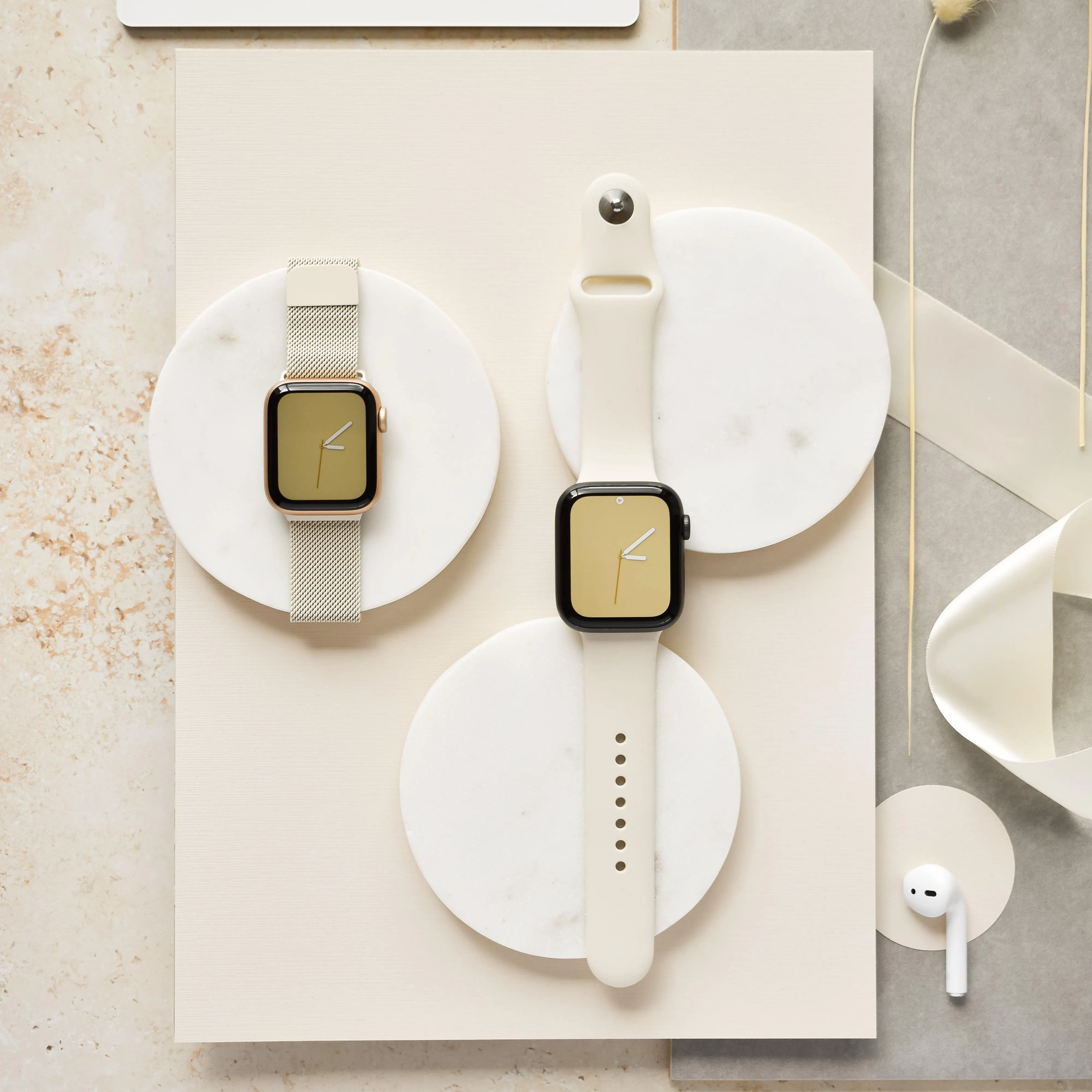 NAKD Apple Watch Strap Set - Magnetic   Silicone - Almond White