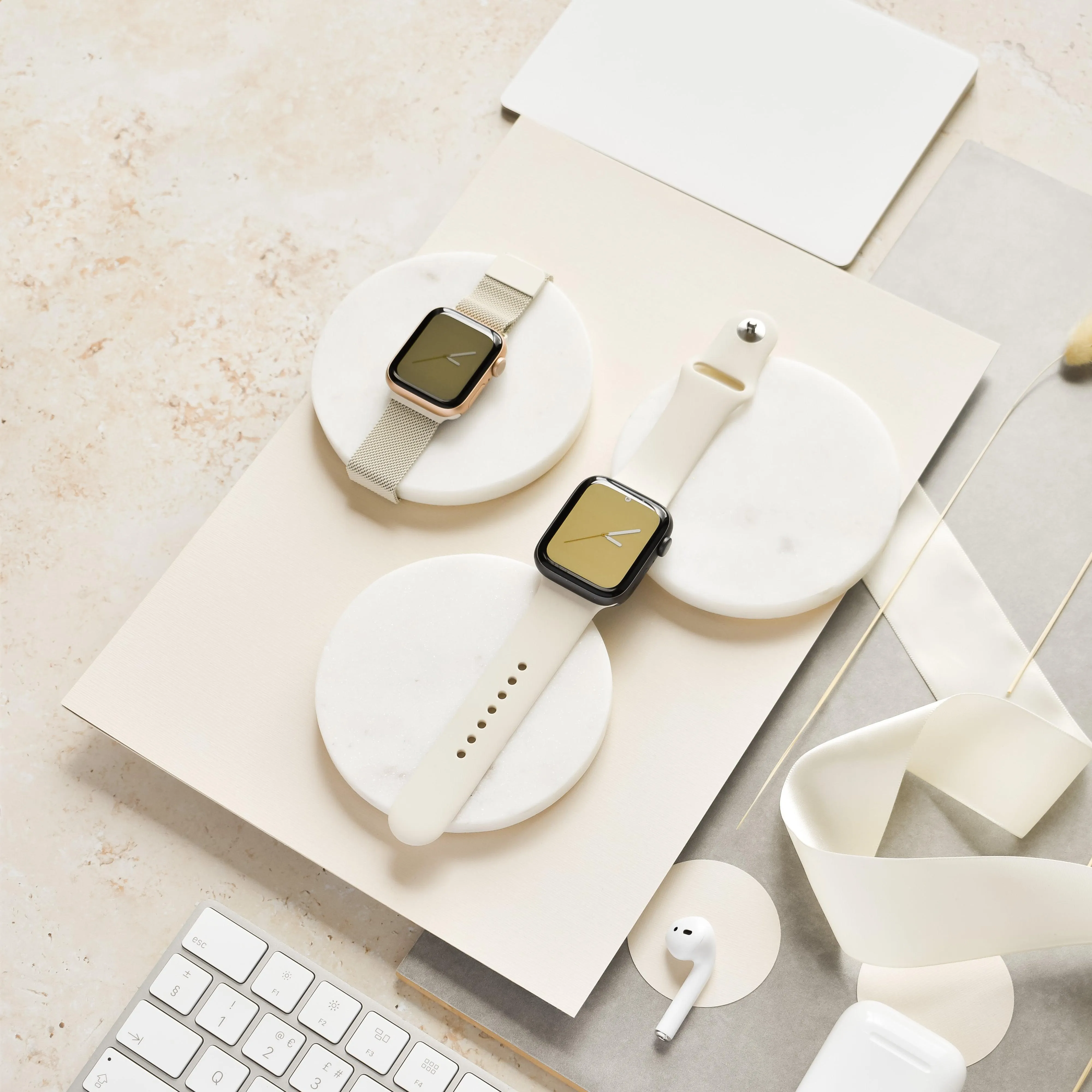 NAKD Apple Watch Strap Set - Magnetic   Silicone - Almond White