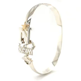 Navy 6mm Bangle Bracelet with 14K Yellow Gold Star in Sterling Silver