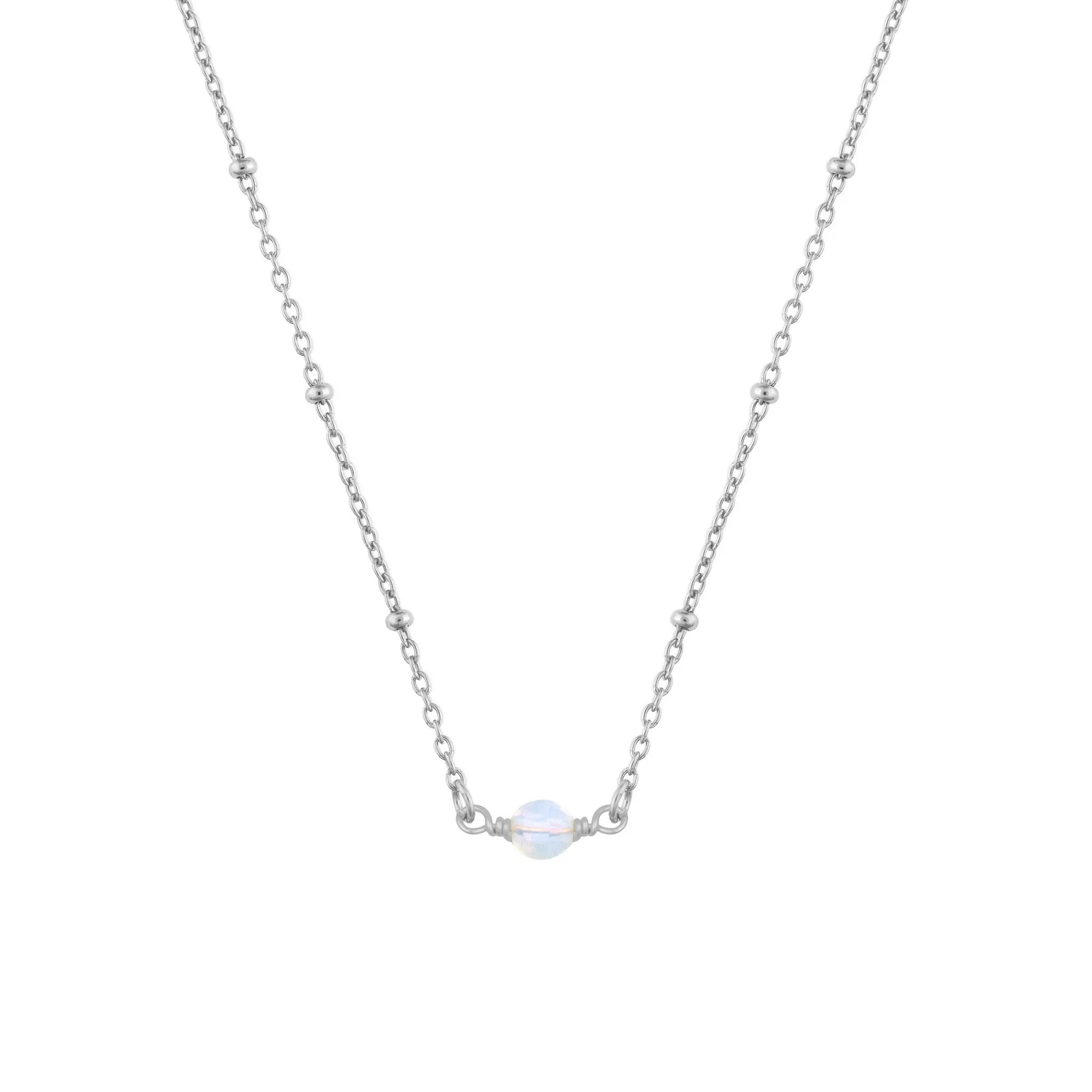 OCTOBER BIRTHSTONE NECKLACE SILVER
