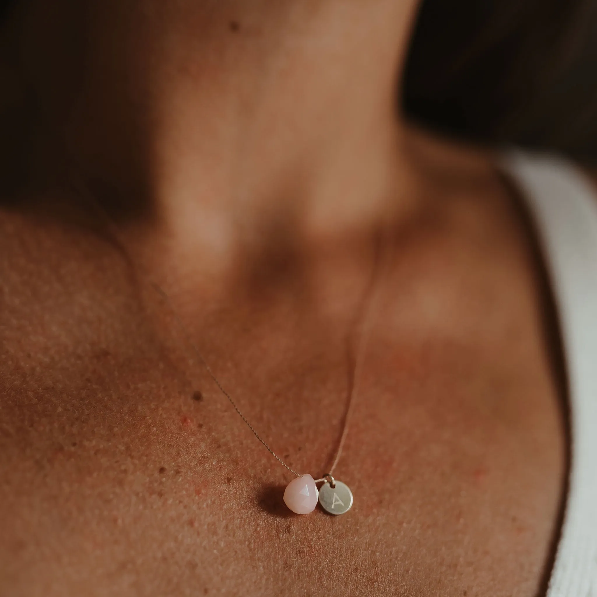October Opal Fine Cord Birthstone Necklace