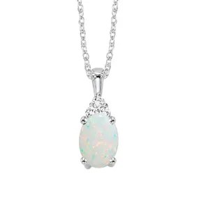 Opal and Diamond Pendant - June Birthstone