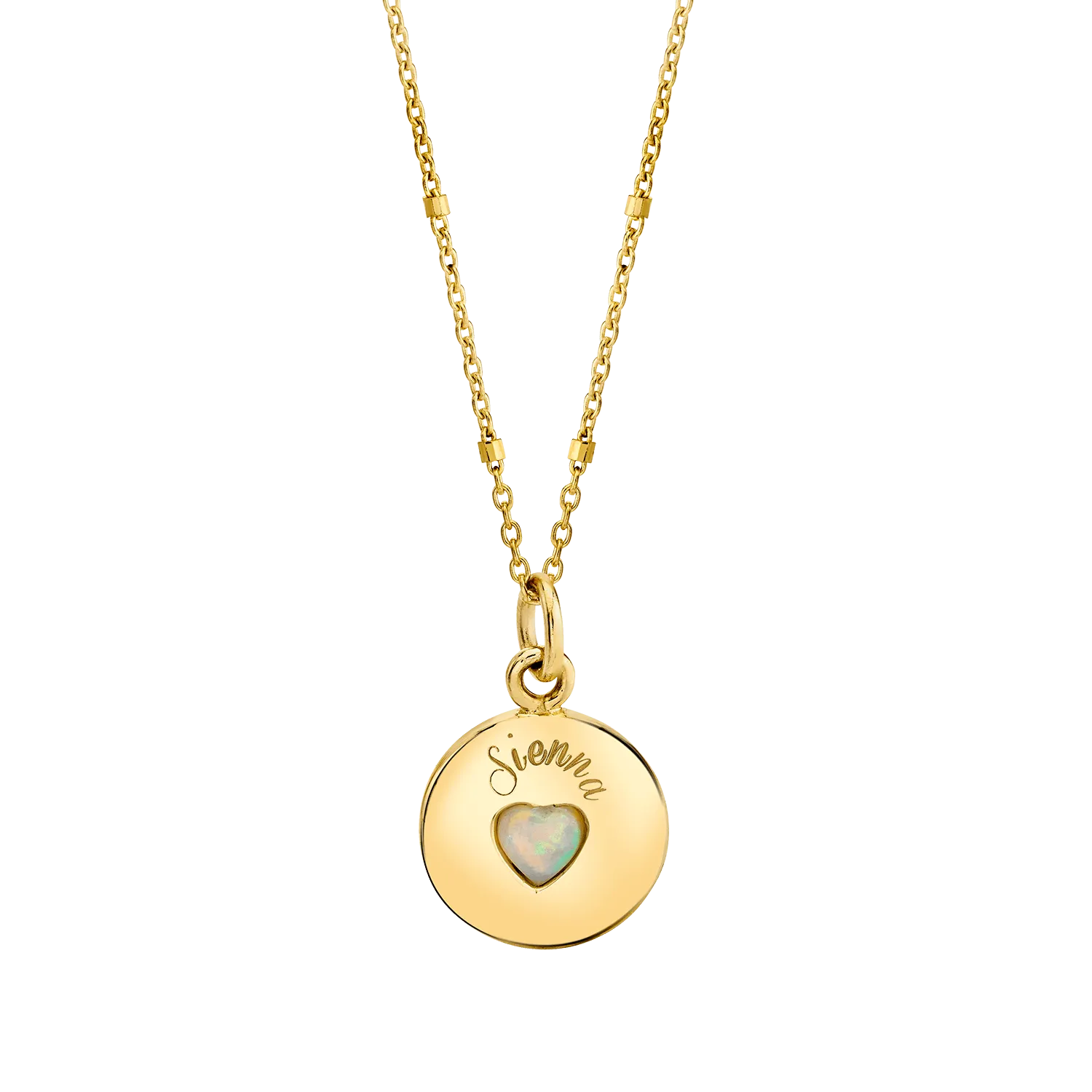 Opal Heart Name Medallion