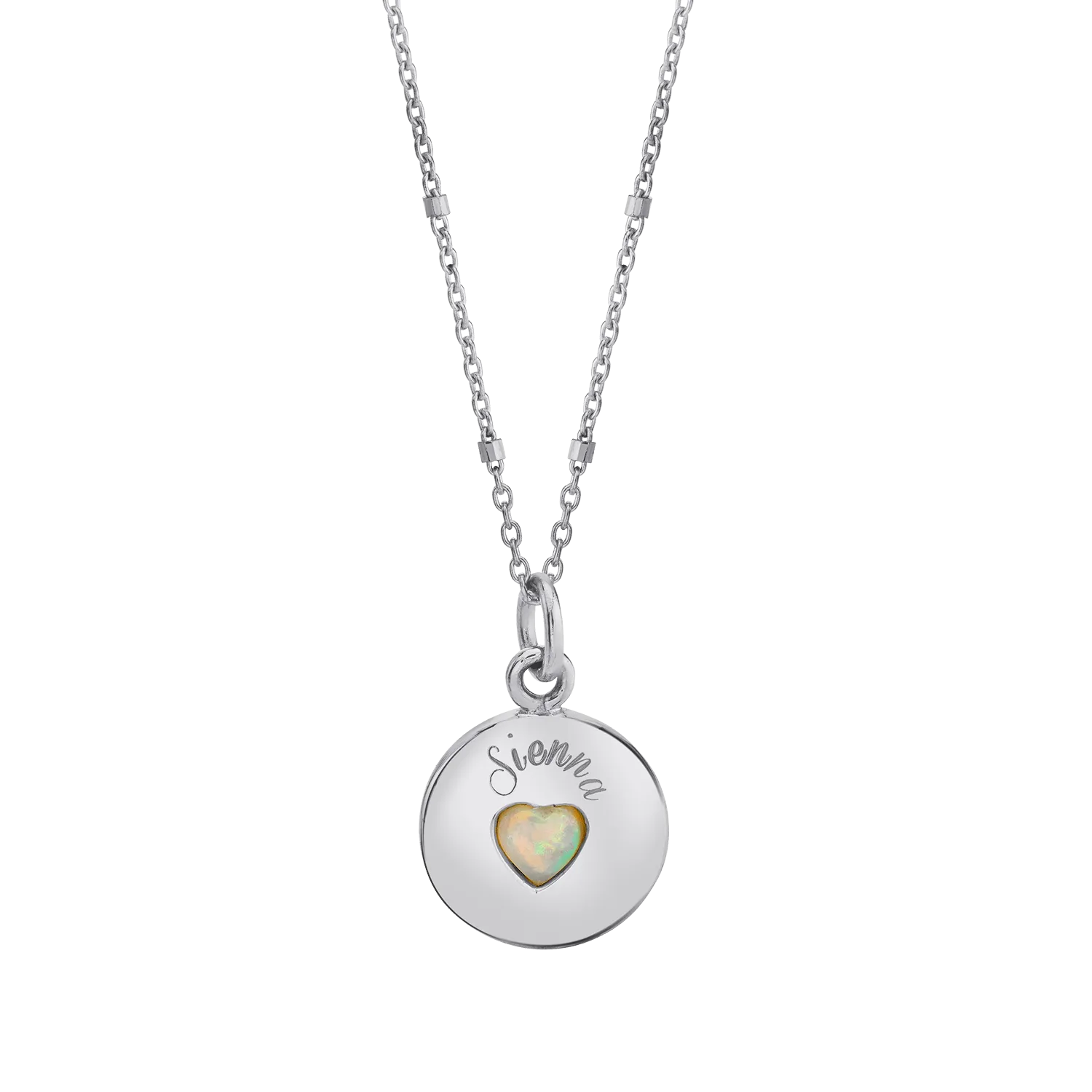 Opal Heart Name Medallion