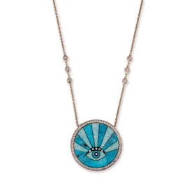 OPAL RAYS TURQUOISE DIAMOND EYE BURST INLAY NECKLACE