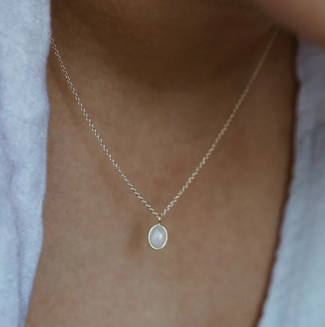 Oval Opal Pendant Necklace - Solid 14kt