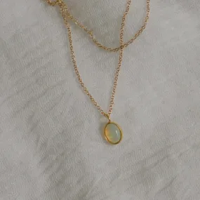 Oval Opal Pendant Necklace - Solid 14kt