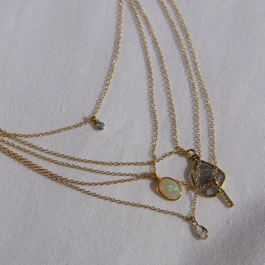 Oval Opal Pendant Necklace - Solid 14kt